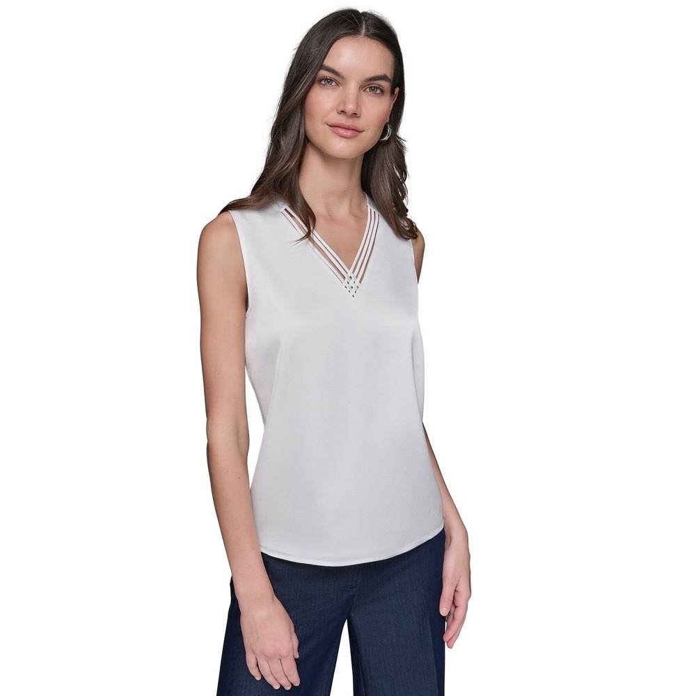 KARL LAGERFELD PARIS Sleeveless Strappy-Neck Top Size XL